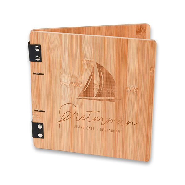 Houten menuboek met lasergravering Houten menuboek met lasergravering